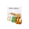 Conjunto de brincos de pérola borboleta transfronteiriços combinação brincos geométricos de metal exagerados europeus e americanos brincos de personalidade da moda para mulheres