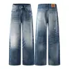 Muxi Ropa #Jeans de Mezclilla con Salpicaduras Retro Americano para Hombre corte limpio Pierna Recta Holgada Bigotes de Gato Pantalones Adelgazantes ins