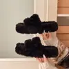 Pantuflas mullidas de otoño e invierno para mujer, para usar en exteriores, de algodón con una tira, de tiras cruzadas, súper populares, puntera abierta, nuevo estilo 2026, pantuflas de interior con suela gruesa