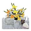 Ventas Directas de Fábrica Flor Artificial de Lirio Individual de 3 flores 3 capullos Serie de Boda Arreglo Floral de Techo Flor Falsa Impresión 3D Venta al por Mayor