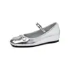 Menina de Ballet~Sapatos Mary Jane com Salto Escondido de Camurça com Strass Outono 2026 Bico Redondo Couro Genuíno Laço Sapatos Individuais Femininos