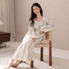 Bata Larga de Manga Larga de Algodón Lycra para Mujer para Primavera y Otoño Se Puede Usar Fuera del Pijama Ropa Dulce para el Hogar Nueva Estilos de Otoño e Invierno