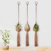 Tapiz Escandinavo Tejido a Mano Cesta de Flores de Piña de Aire Bolsillo de Malla Habitación B&B Dormitorio Decoración de Flores Secas Colgante de Pared Decoración de Pared