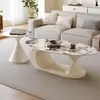 Mesa de centro estilo crema para uso doméstico en la sala de estar, juego de mesa de centro y mesa auxiliar de diseño para apartamento pequeño, modelo nuevo de lujo ligero