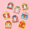 Bolsa de la Fortuna de Cuatro Caracteres DIY Accesorios de Joyería de Texto Etiqueta Cuadrada con Letra Colgante para Pulsera Estilo Año Nuevo Adorno para Colgar en el Coche Colgante Pequeño