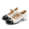 Teahoo Sapatos Mary Jane Femininos Coloridos Preto e Branco Feitos em Casa 2024 Novos Salto Alto Retro Salto Grosso Sapatilhas para Mulheres