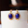 Aretes Vintage Chapados en Plata Esterlina Cara de Huevo Estilo Hong Kong Diseño Nicho de Alta Gama Aretes de Piedra Natural Aretes Joyería para Mujer