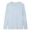 Camiseta de Manga Larga para Hombre 230g Algodón Peinado de Xinjiang Otoño Peso Pesado Cuello Redondo Color Sólido Corte Holgado Camiseta Básica Venta al por Mayor