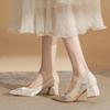 Zapatos de Boda Estilo Chino Bordados de Flor de Lirio 2026 para Mujer, Tacón Grueso, Cómodos, Boca Baja, Punta Fina, Satín, Hanfu, Cheongsam