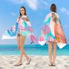 Toalla de Playa de Terciopelo de Doble Cara con Estampado Personalizado, Toalla de Baño de Secado Rápido con Botón para Adulto, Chal de Playa, Toalla Grande