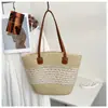Bolsa de Palha Tecida Grande Capacidade Estilo Novo de Verão para o Dia a Dia, Bolsa Tote Versátil Listrada para Férias na Praia, Bolsa de Mão de Praia para Mulheres