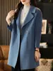 Abrigo de Lana Estilo Nuevo 2026 para Mujer, Longitud Media, Estilo Coreano, Abrigo de Lana Holgado Casual Doble Cara, Chaqueta de Color Sólido