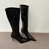 Botas altas Chuyuji de estilo europeo y americano con punta fina adelgazantes para mujer otoño e invierno 2026 botas largas de tacón de aguja de tubo alto con cremallera trasera tacón alto