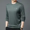 Nuevo Top de Manga Larga para Hombre Primavera y Otoño 2024, Moda Casual con Logo en el Pecho, Cuello Redondo de Terciopelo con Puños, Una Pieza Dropshipping