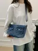 Bolsa de Ombro Vintage em Jeans Transfronteiriça, Bolsa de Ombro Versátil de Nicho para o Dia a Dia, Bolsa de Axila Casual de Alto Padrão de Comércio Exterior