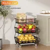 Carrito para Snacks Transfronterizo, Carrito Pequeño, Estante Multifuncional para Almacenamiento de Snacks, Cesta para Frutas y Verduras, Estante de Almacenamiento de Cocina de Tres Niveles