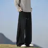 Pantalones deportivos grises pesados de corte inclinado, de marca moderna estilo americano/personalizado, para hombre y mujer, corte holgado, adelgazantes, de pierna recta, casual deportivo de alta calle para otoño