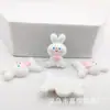 Conejo de corbata de moño brillante de dibujos animados conejo rosa rábano cordón para pasador diy parche para ropa funda de teléfono accesorios de pegamento cremoso material