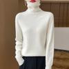 Suéter de Lana de Cuello Alto Listo para Usar de Primera Línea para Mujer, Nuevo Suéter de Color Sólido de Manga Larga para Otoño e Invierno, Suéter Base de Lana Suelto de Manga Larga, Grueso