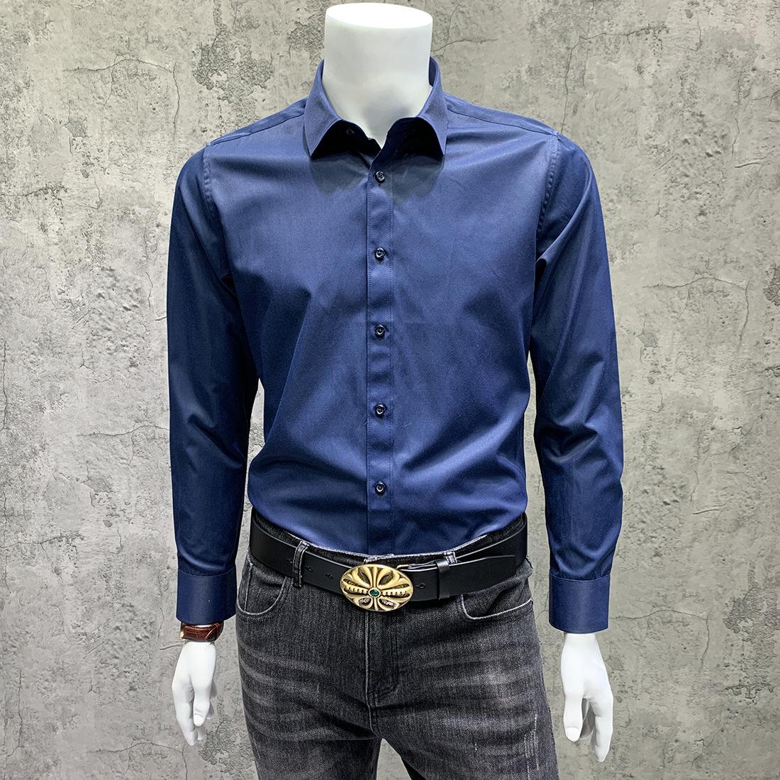 NS101纯色长袖衬衫 藏青色 (8).JPG