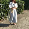 Vestido de Estilo Coreano 2026 con Cintura Ajustada, Cuello Redondo, Elegantes Mangas Abullonadas, Sencillo y Versátil