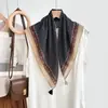 Pañuelo Cuadrado Vintage con Borlas Estampado Paisley Pañuelo para el Cuello con Colgante Estampado de Lunares y Anacardos Pañuelo de Seda con Flecos para Mujer Imitación de Algodón y Lino