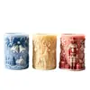 Vela Perfumada Cilíndrica em Relevo de Natal Molde de Silicone DIY Soldado Quebra-Nozes Cilindro Velas de Lembrança