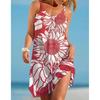 Vestido de praia feminino urbano casual 2021 novo com estampa abstrata tipo alça de suspensório impressão 3D cintura média longo