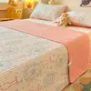 Cubrecama de Tatami de Terciopelo de Leche para Otoño e Invierno, Pieza Única, un Lado de Terciopelo y un Lado de Algodón Puro, Sábana Bajera con Forro de Felpa 100% Algodón, Juego de Tres Piezas Individual