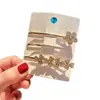 Set de Horquillas Doradas con Pedrería Estilo Coreano, Pinzas para el Cabello con Lazo, Corazón y Estrella Tachonadas de Diamantes de Celebridad de Internet para Flequillo y Cabello Suelto