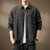 Camisa jacket casual a cuadros retro para hombre, corte holgado, estilo americano, nueva, moderna, versátil, top popular