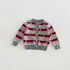 Suéter Moda Outono/Inverno 2026 Meninos e Meninas Cardigã de Tricô Jacquard Listrado Estrela Retro Estilo Unissex Dropshipping Transfronteiriço