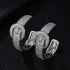 2026 Nuevo Estilo Lujo Ligero Hebilla de Cinturón con Incrustaciones de Circonita Pendientes de Aguja de Plata S925 para Mujer Pendientes de Moda de Gama Alta Venta al por Mayor