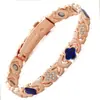 Pulsera Magnética Popular Transfronteriza Europea y Americana, Elegante Aleación de Trébol de Lujo Ligero Incrustada con Diamantes, Pulsera Magnética Antiestática de una Sola Fila