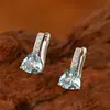 Wish Brincos Triangulares de Zircônia Azul Claro Venda Quente Transfronteiriça Moda Europeia e Americana Tendência Luxo Leve Feminino Brincos Personalizados