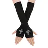 Manga Larga Cruzada Oscura Lolita Rayada Ninja Sin Dedos Cubierta de Manga Larga para Cosplay
