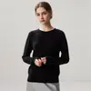 Nueva colección de otoño e invierno: Prenda interior de punto de cachemira moderna, suave y cómoda, color liso, cuello redondo simple, mangas largas y amigable con la piel para mujer