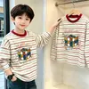 Camiseta base de rayas para niño, de algodón puro, manga larga, estilo nuevo para primavera y otoño