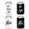 Tema de Casamento Transfronteiriço Material de Mergulho Capa de Copo Mr Right&Mrs Always Right Capa Isolante