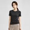 Camiseta de manga corta para mujer, capa interior fresca de verano, versátil Tencel Lyocell, corte ajustado, cuello redondo, top de hombro regular para mujer