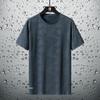 Camiseta de manga corta para hombre, cuello redondo, secado rápido, ropa deportiva informal para papá, tallas grandes, camiseta de seda helada de secado rápido y a la moda para hombre.