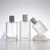 Botella de Perfume Cuadrada Plana Botella con Atomizador Transparente Mate Simple Alta Calidad Múltiples Especificaciones Tapa de Rosca de Bayoneta Botella para Decantar Perfume En Stock