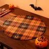 Tapete Redondo de Mesa Halloween Amazon Transfronteiriço Linho Anti-Escaldante Antiderrapante Entrada de Restaurante Lugar Americano Ocidental Personalizável