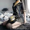 Lencería sexy sexy mujer policía uniforme de azafata unido traje de seducción cosplay