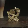Antiguo Latón Chino Sólido Fortuna, Longevidad y Felicidad Adornos de Dragón Decoración de Escritorio para Atraer Riqueza y Tesoro Adornos de Dragón Artesanías