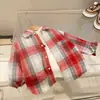 2026 Nueva Camisa Infantil de Otoño Vintage Estilo Coreano para Niños y Niñas Camisas de Cuello Campana Ropa Infantil de Moda Venta al por Mayor