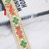 4cm Rombos de Seda Dorados y Plateados Jacquard de Trébol de Cuatro Hojas Cintas Accesorios Ropa Hogar Varias Decoraciones DIY