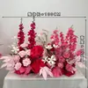 Arreglos de flores artificiales para bodas, arreglos florales para decoración de pasillo, decoraciones de escaparate de compromiso con temática de bosque, arreglos de escena de boda de color rojo rosa