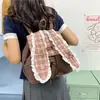 Mochila de cuadros retro de estrella de dibujos animados coreana y japonesa, mochila escolar estilo universitario linda para niña, mochila pequeña para salidas y viajes para mujeres