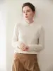 Casual e Versátil Cor Pura Caxemira Camisa Tricotada Feminina para Usar por Baixo Look Solto e Emagrecedor Gola Polo Outono e Inverno Novo Suéter Roupa Íntima